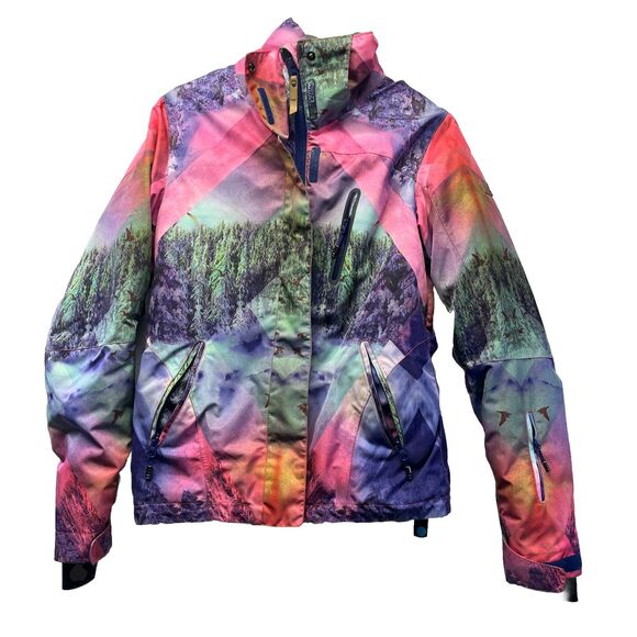 GSOU SNOW 15k Womens Size XS Colorful Forest Snowboard Ski Waterproof Jacket - Picture 1 of 5